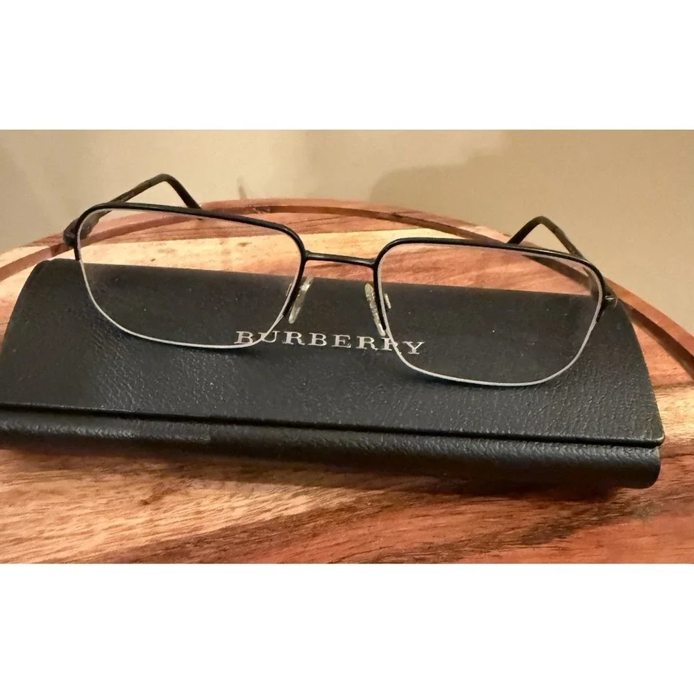 Burberry Eyeglasses Frames B 1258 1007‎ Black Rectangular Half Rim 52-18-140